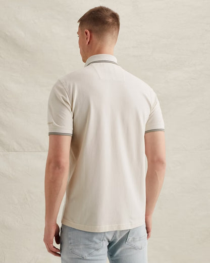 Polo piqué met artwork - egret