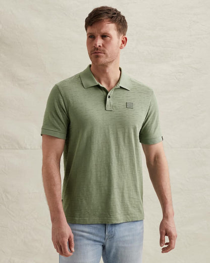 Polo jersey jacquardpatroon - groen