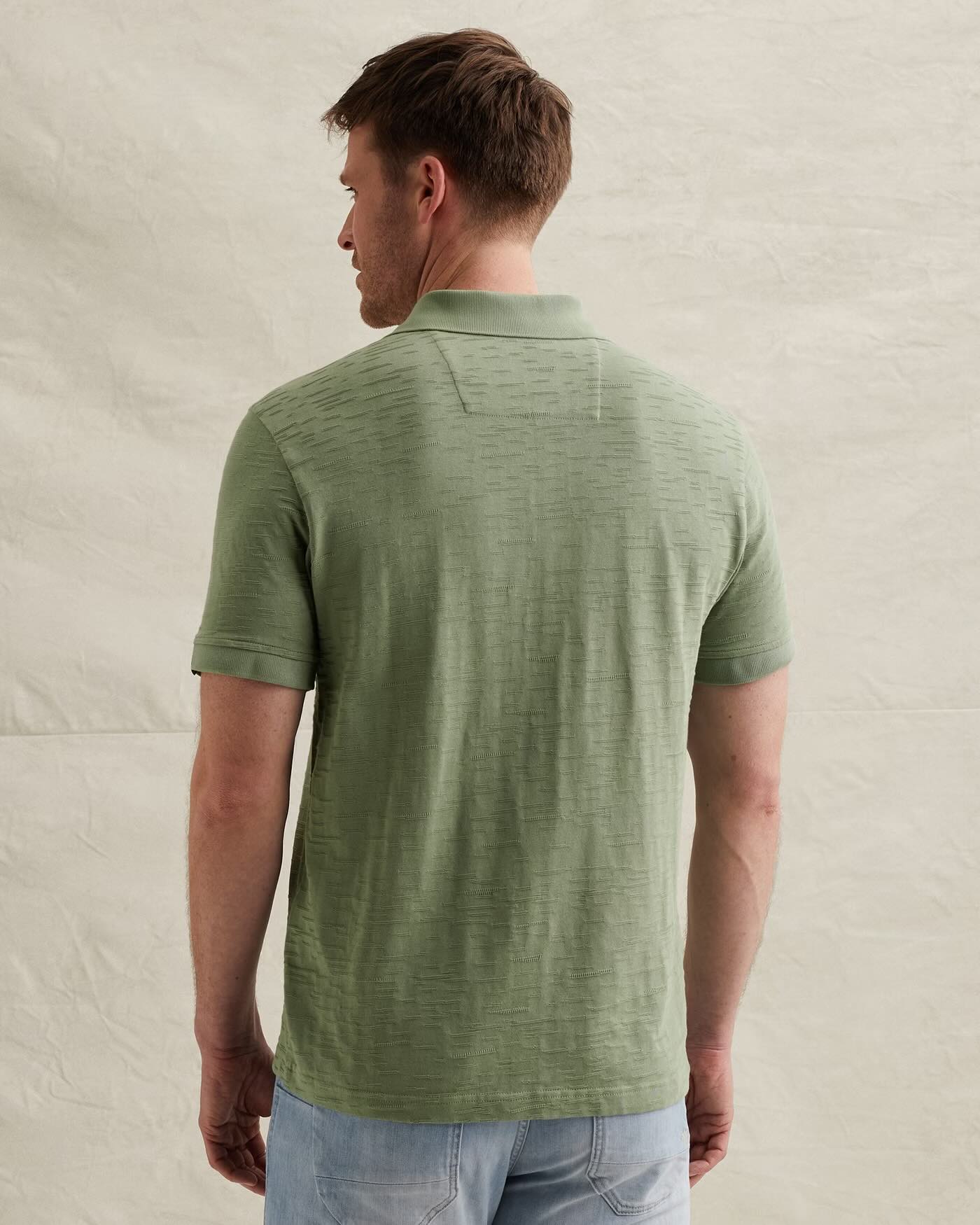 Polo jersey jacquardpatroon - groen
