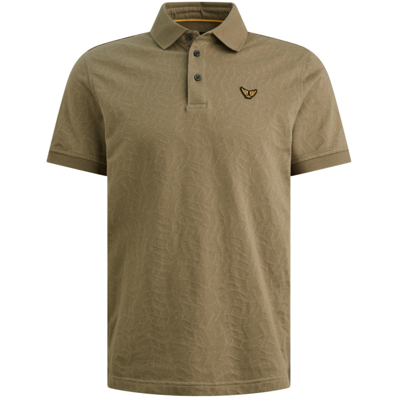 Polo jersey met jacquardpatroon - dusky green