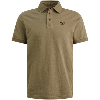 Polo jersey met jacquardpatroon - dusky green