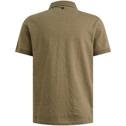Polo jersey met jacquardpatroon - dusky green