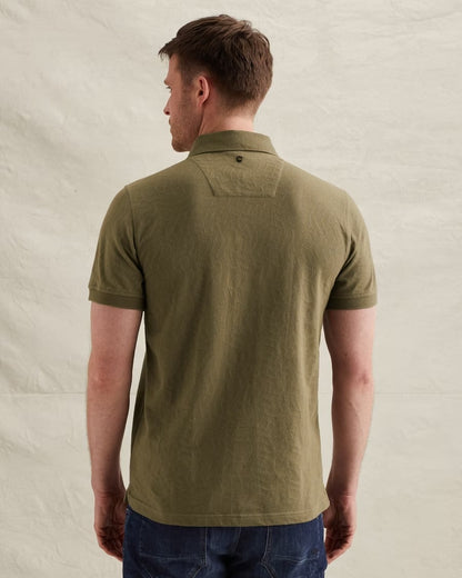 Polo jersey met jacquardpatroon - dusky green