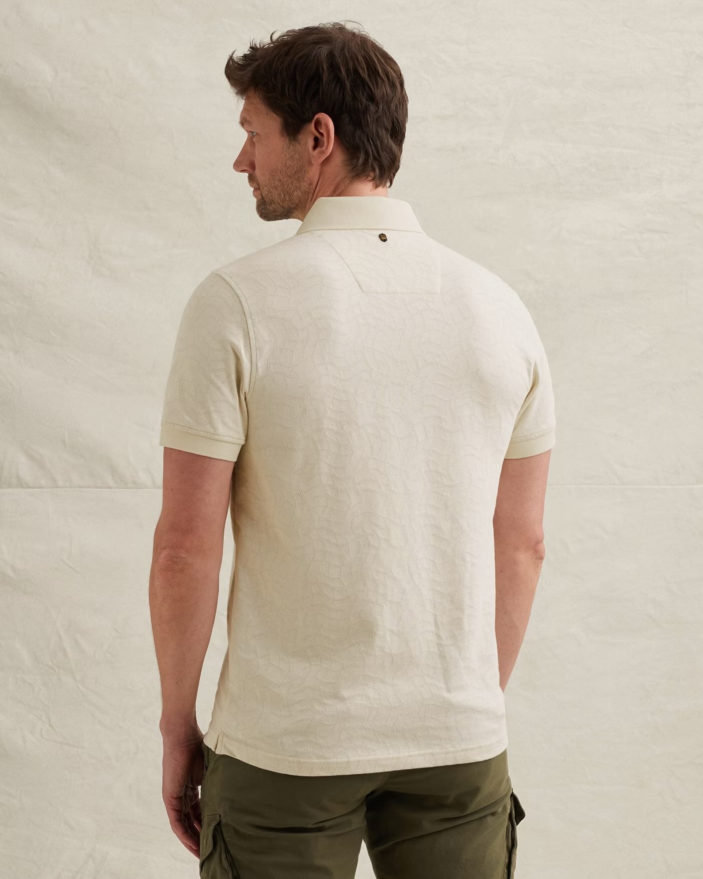 Polo jersey met jacquardpatroon - egret