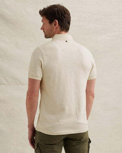 Polo jersey met jacquardpatroon - egret