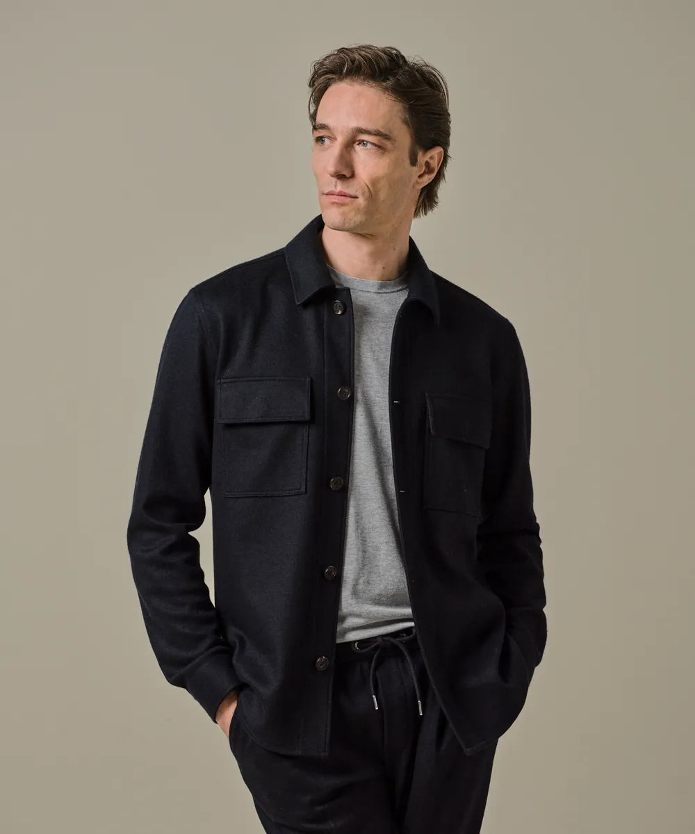 Overshirt  wool knitted - navyblauw