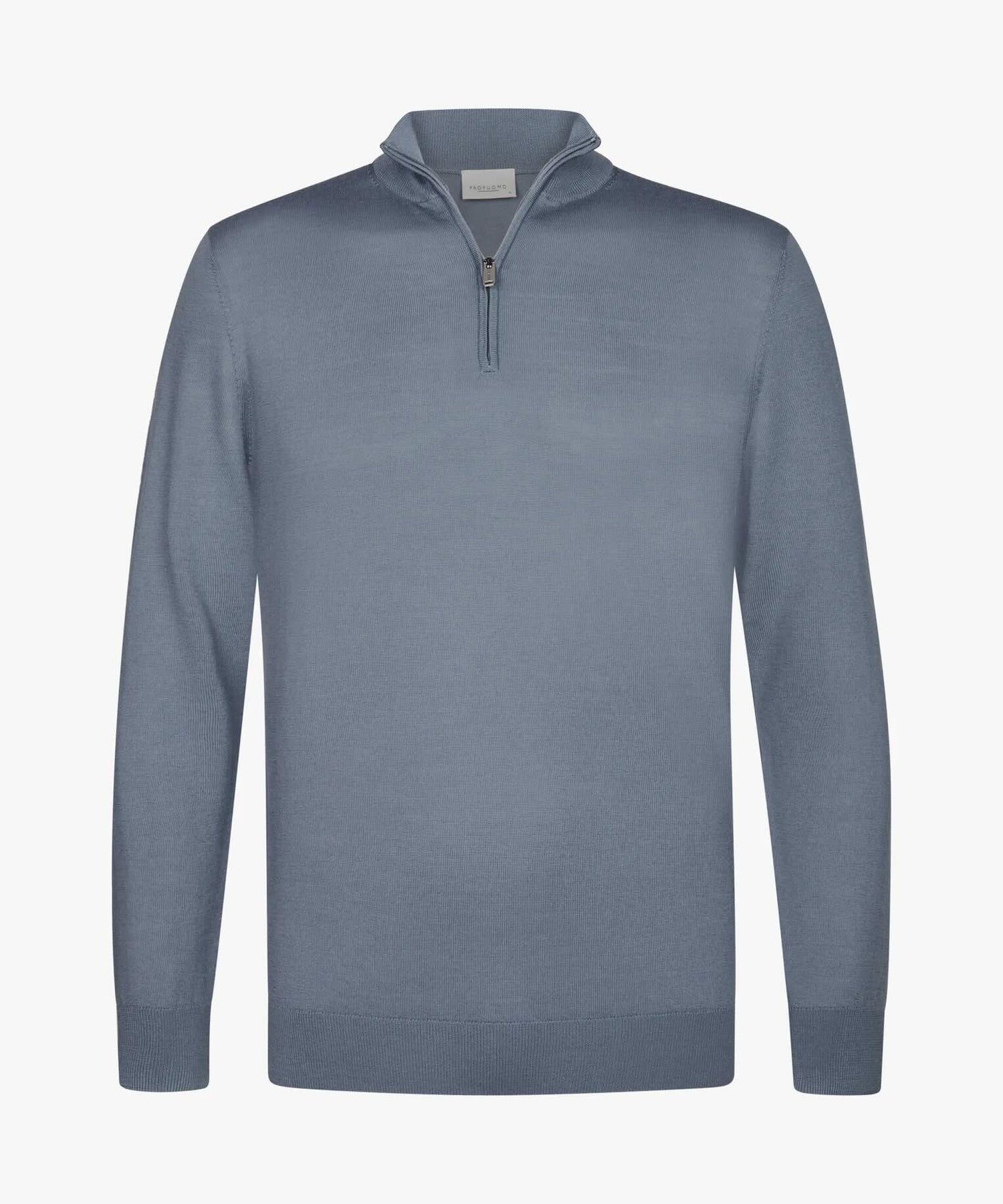 Trui merino half zip- blauw