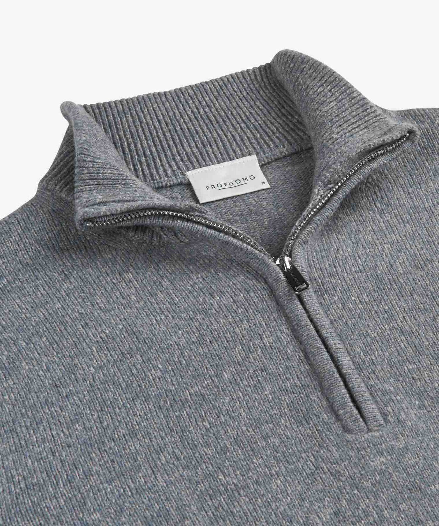 Trui wol half zip- blauw