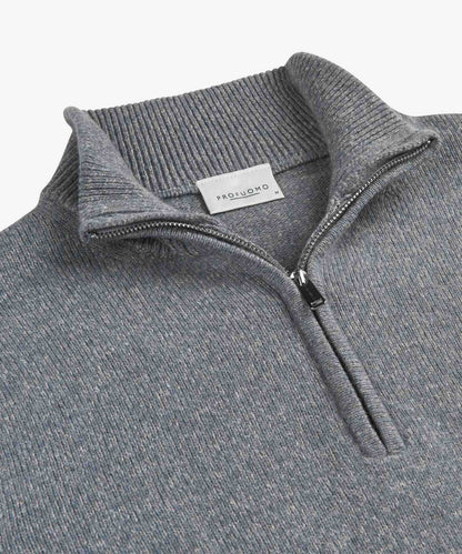 Trui wol half zip- blauw
