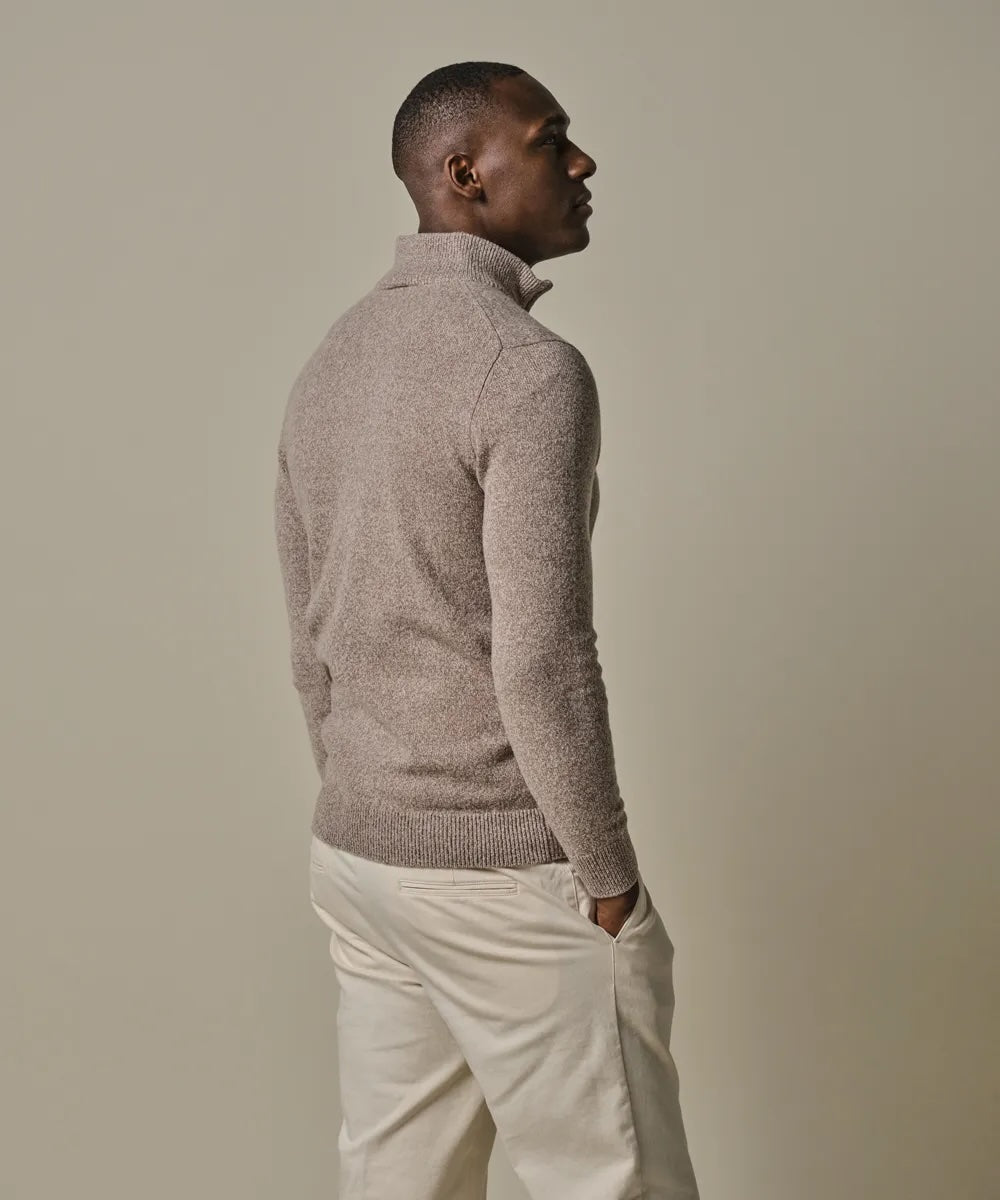Trui wol half zip- beige