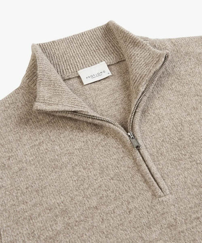Trui wol half zip- beige