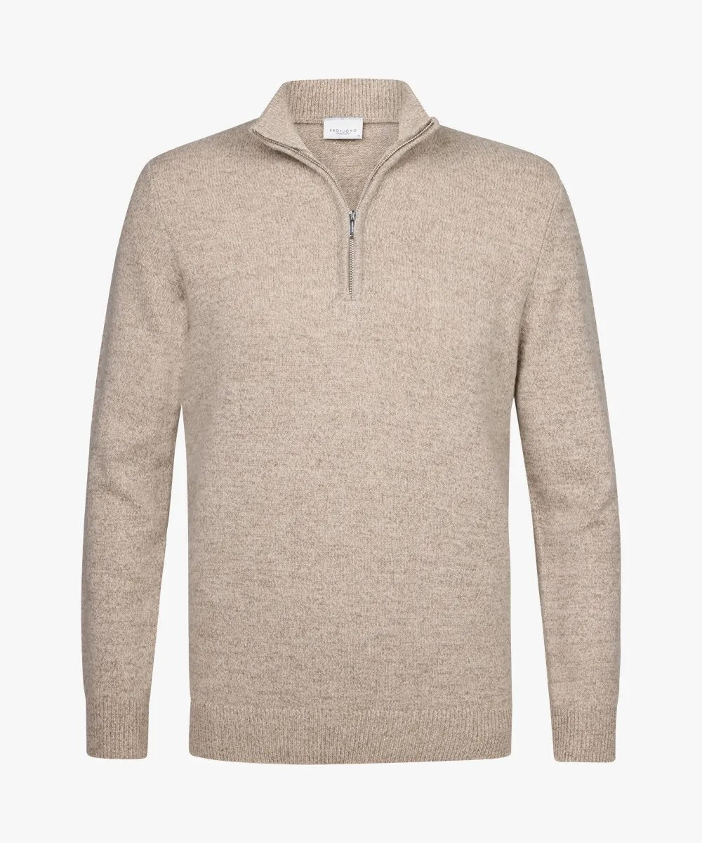 Trui wol half zip- beige