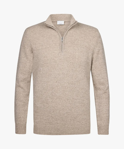 Trui wol half zip- beige