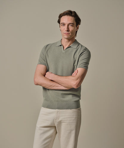 Polo v-hals luxury basic - groen