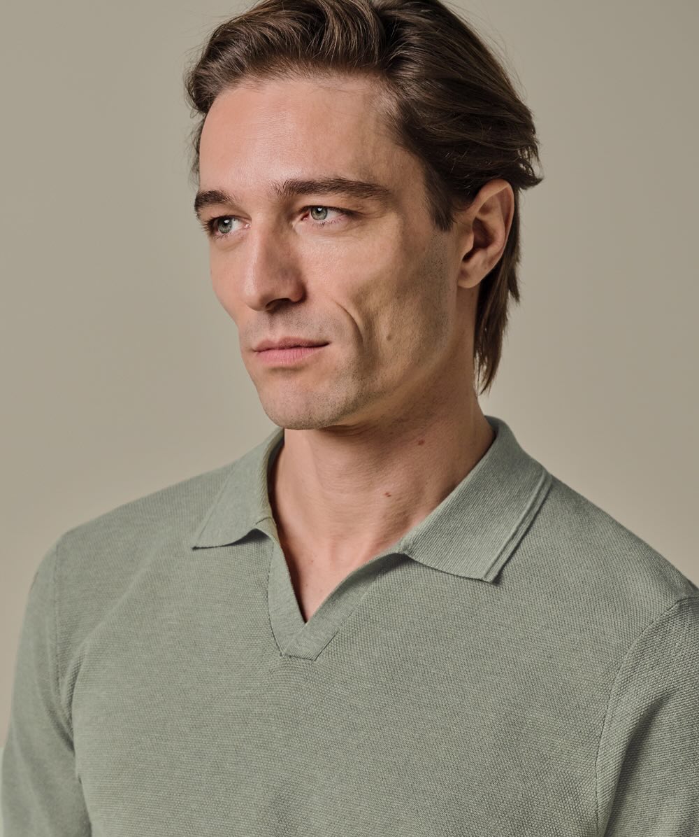 Polo v-hals luxury basic - groen