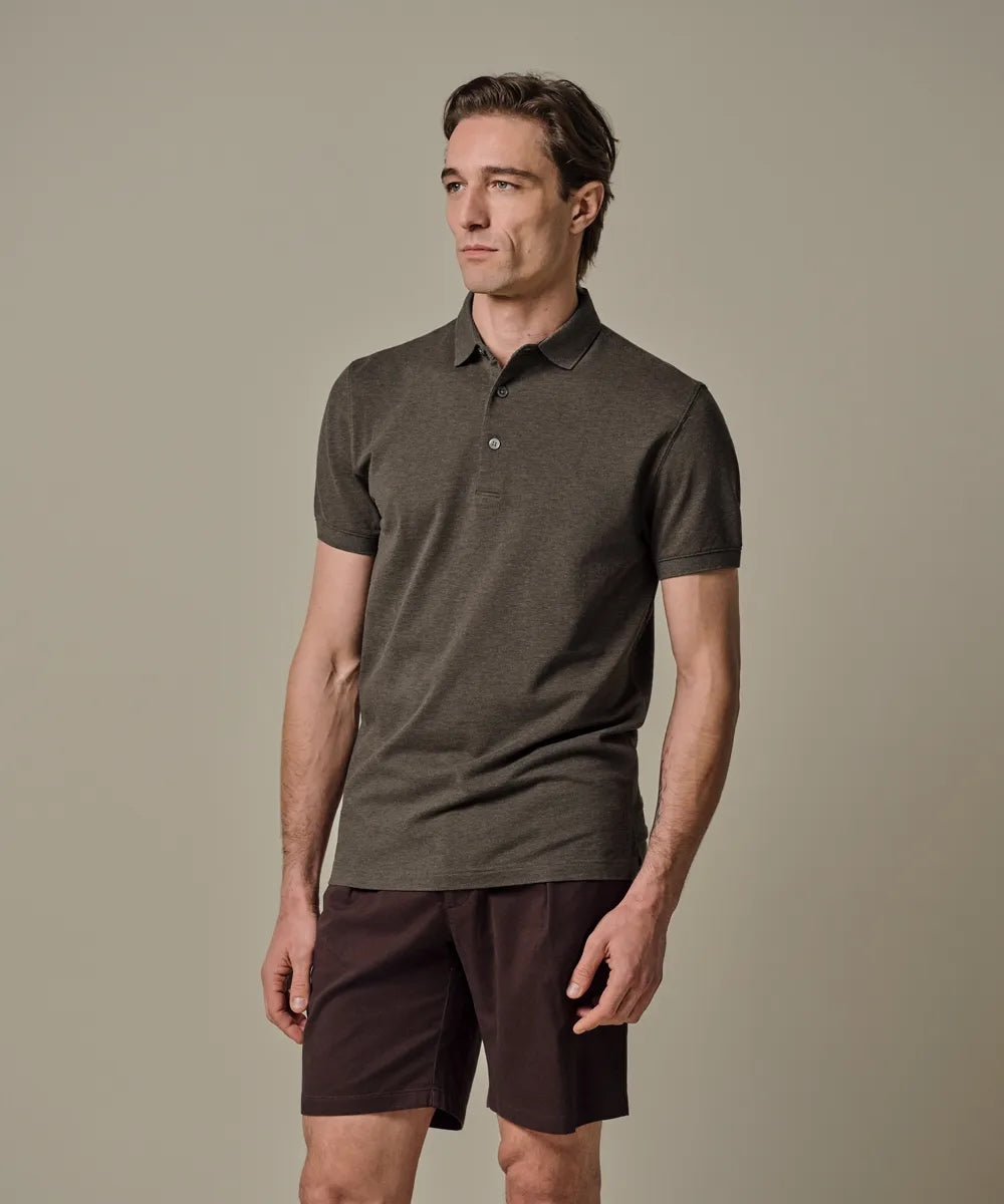 Polo stretch pique - bruin