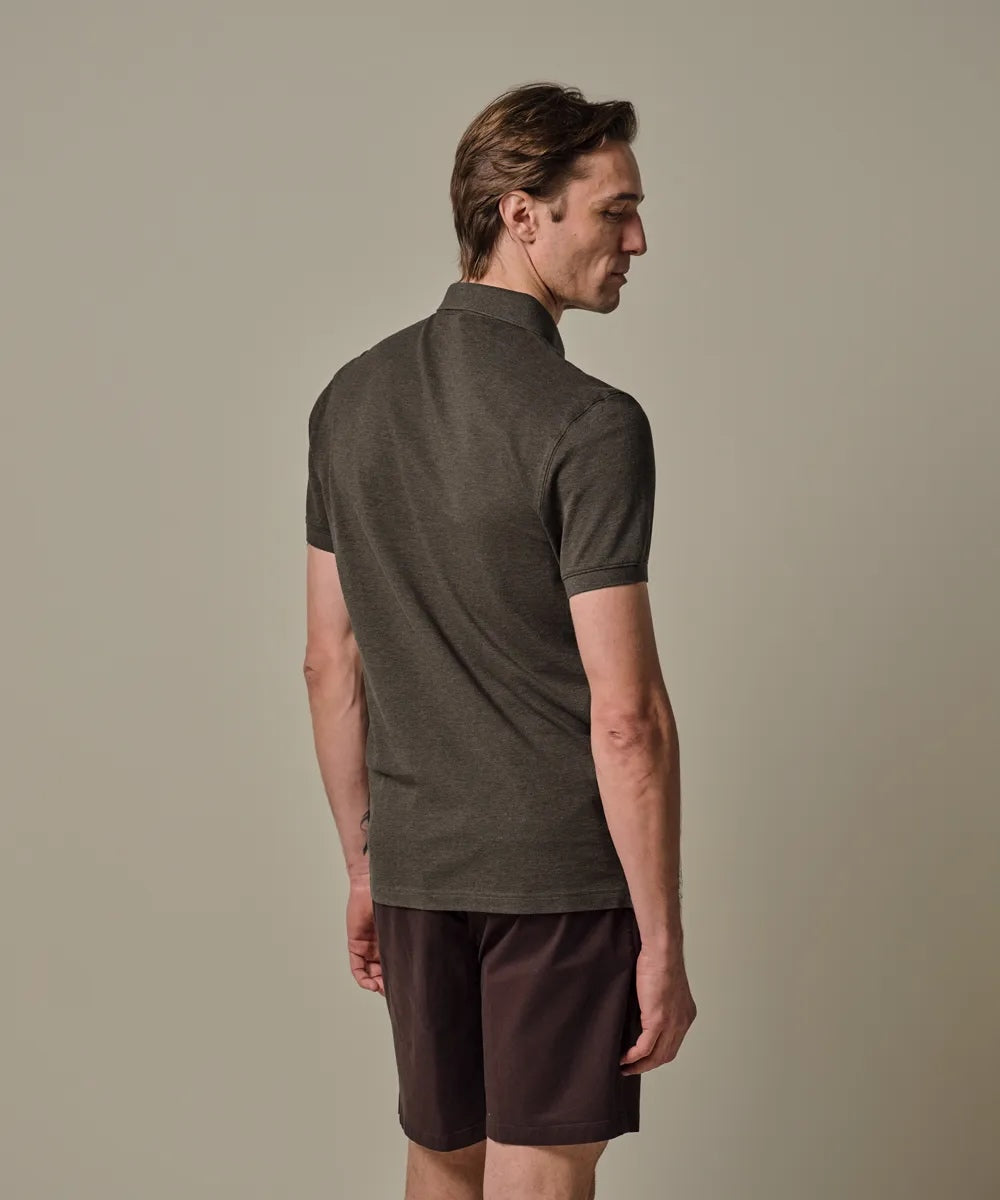 Polo stretch pique - bruin