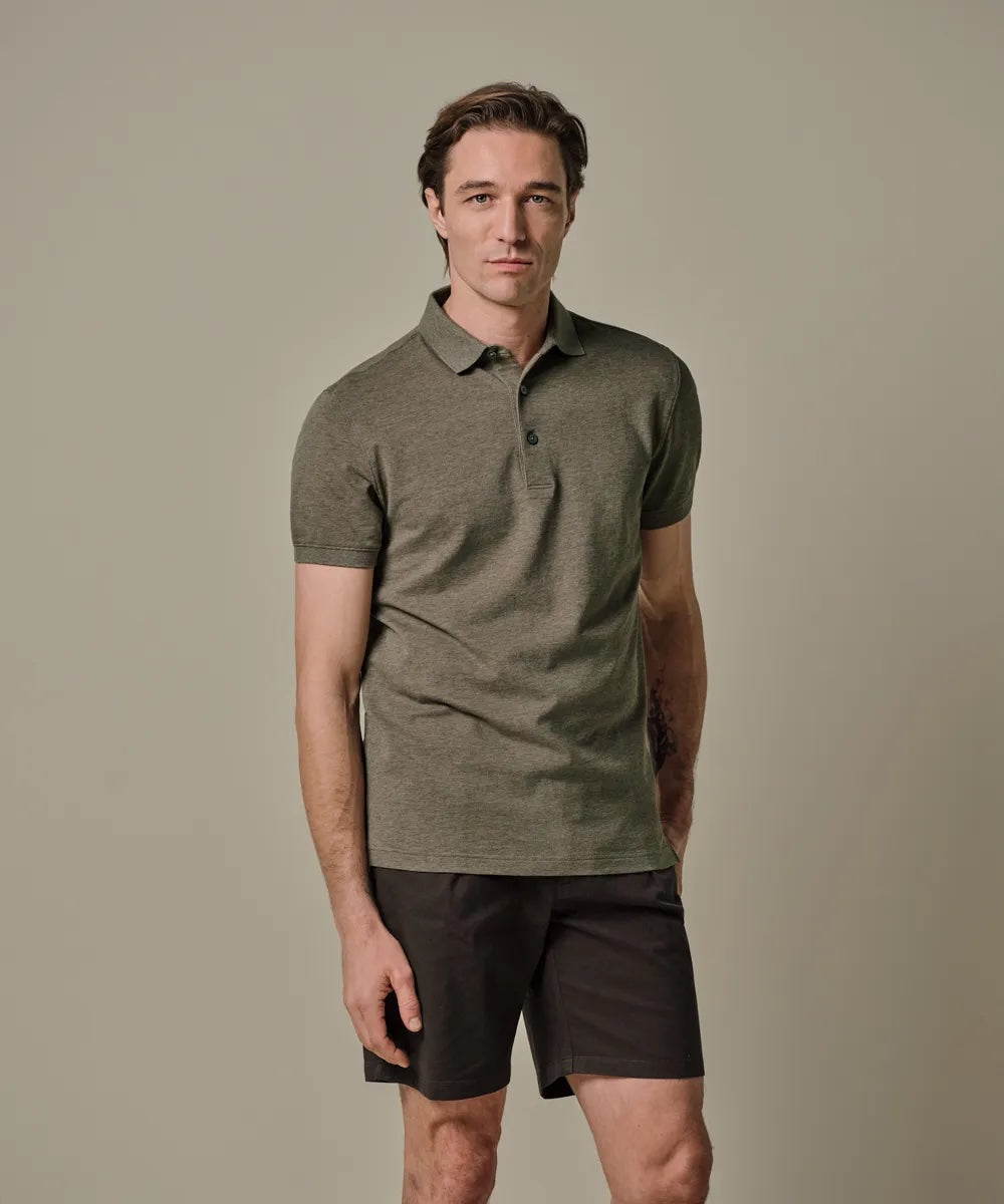 Polo stretch pique - lichtbruin