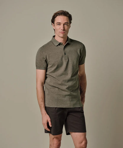 Polo stretch pique - lichtbruin