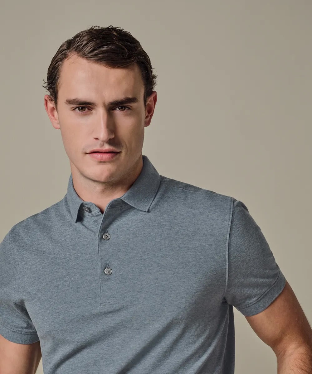 Polo stretch pique - blauw