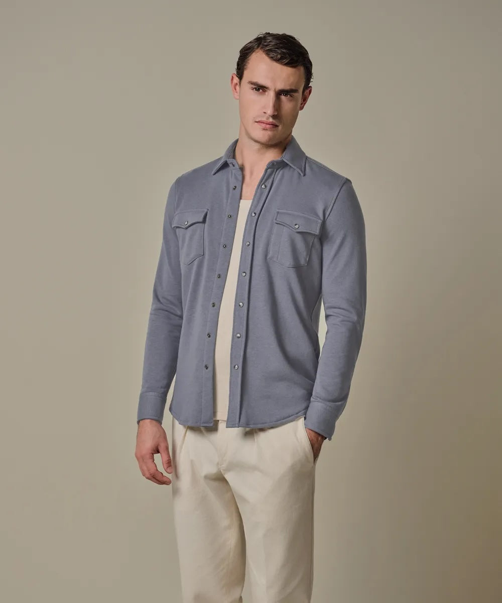 Overshirt French Terry- middenblauw