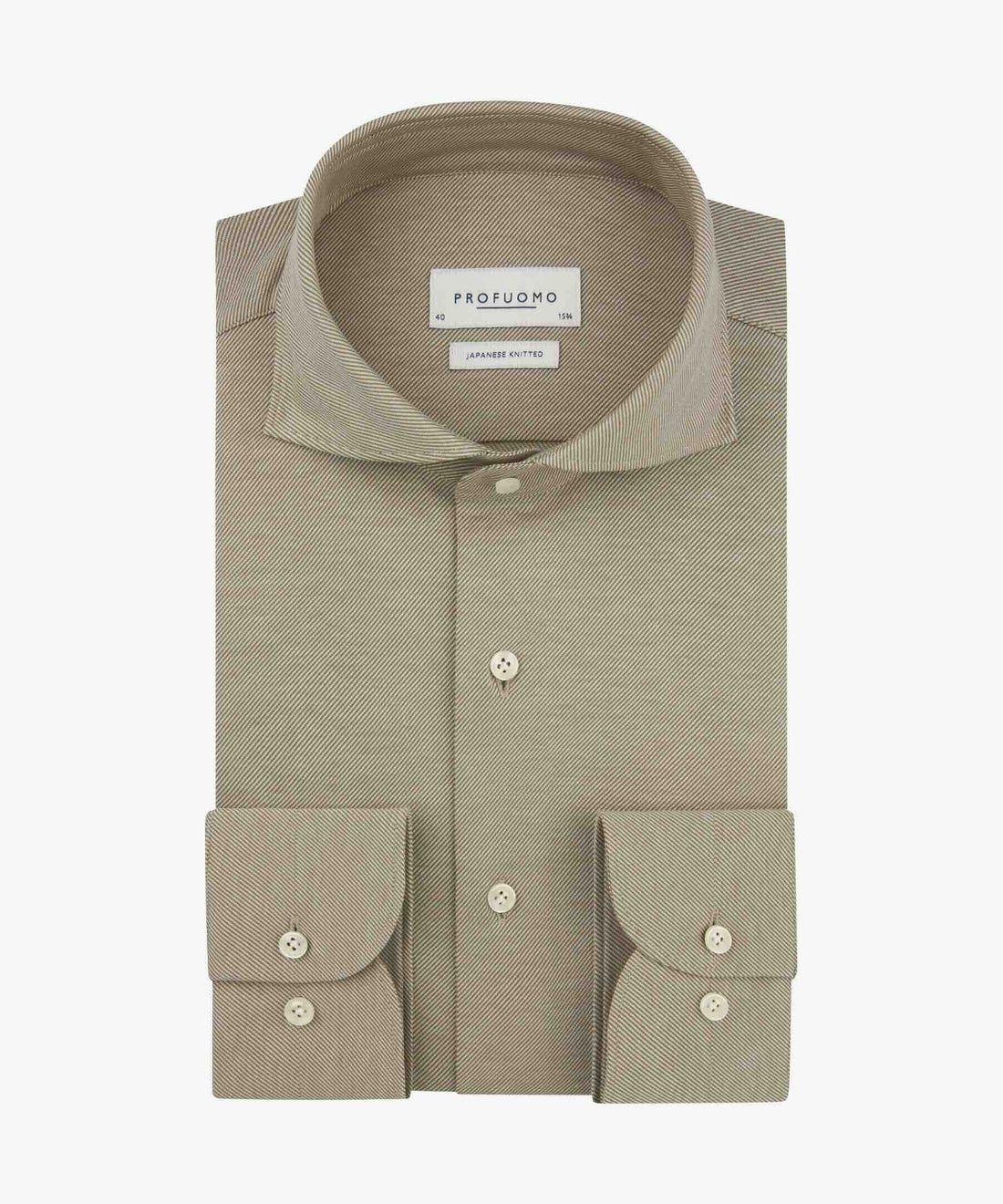 Overhemd twill Japanese Knitted - beige