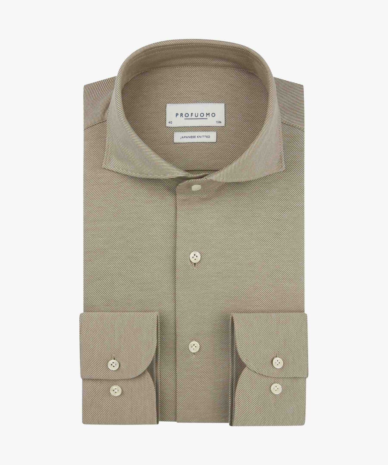 Overhemd twill Japanese Knitted - beige