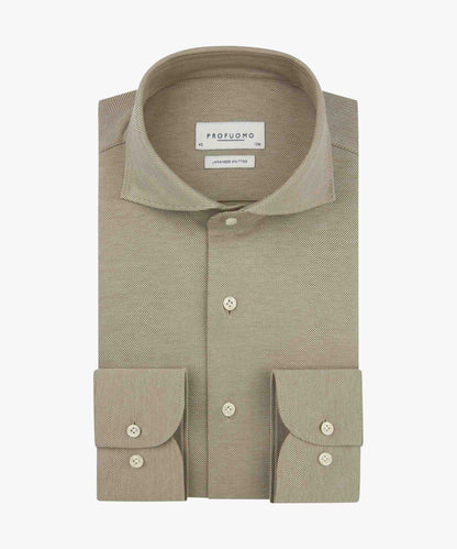 Overhemd twill Japanese Knitted - beige