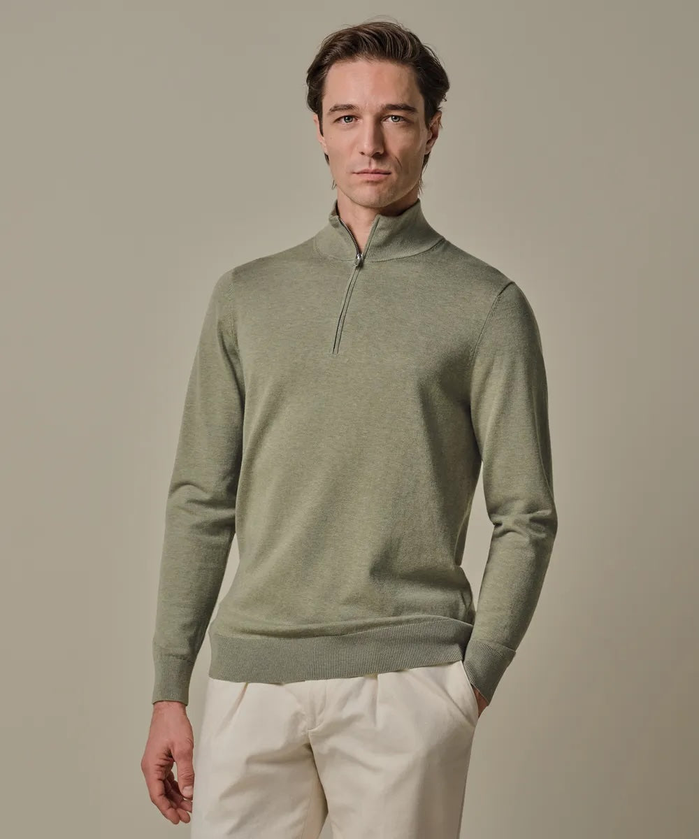 Trui quarter zip - groen