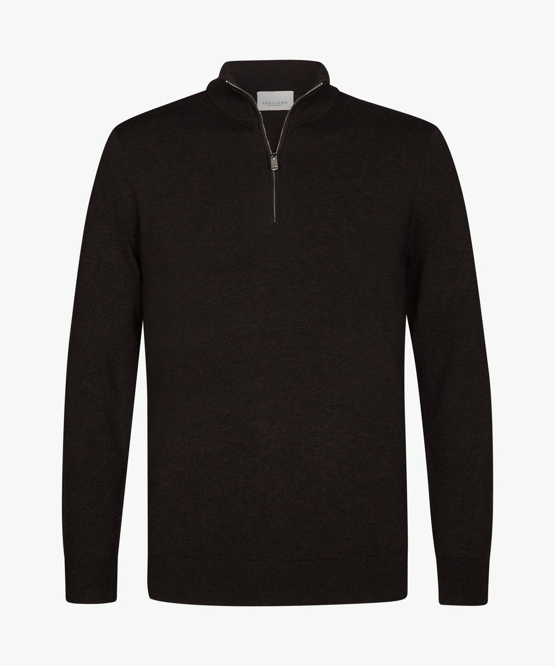 Trui luxury basic half zip- donkerbruin