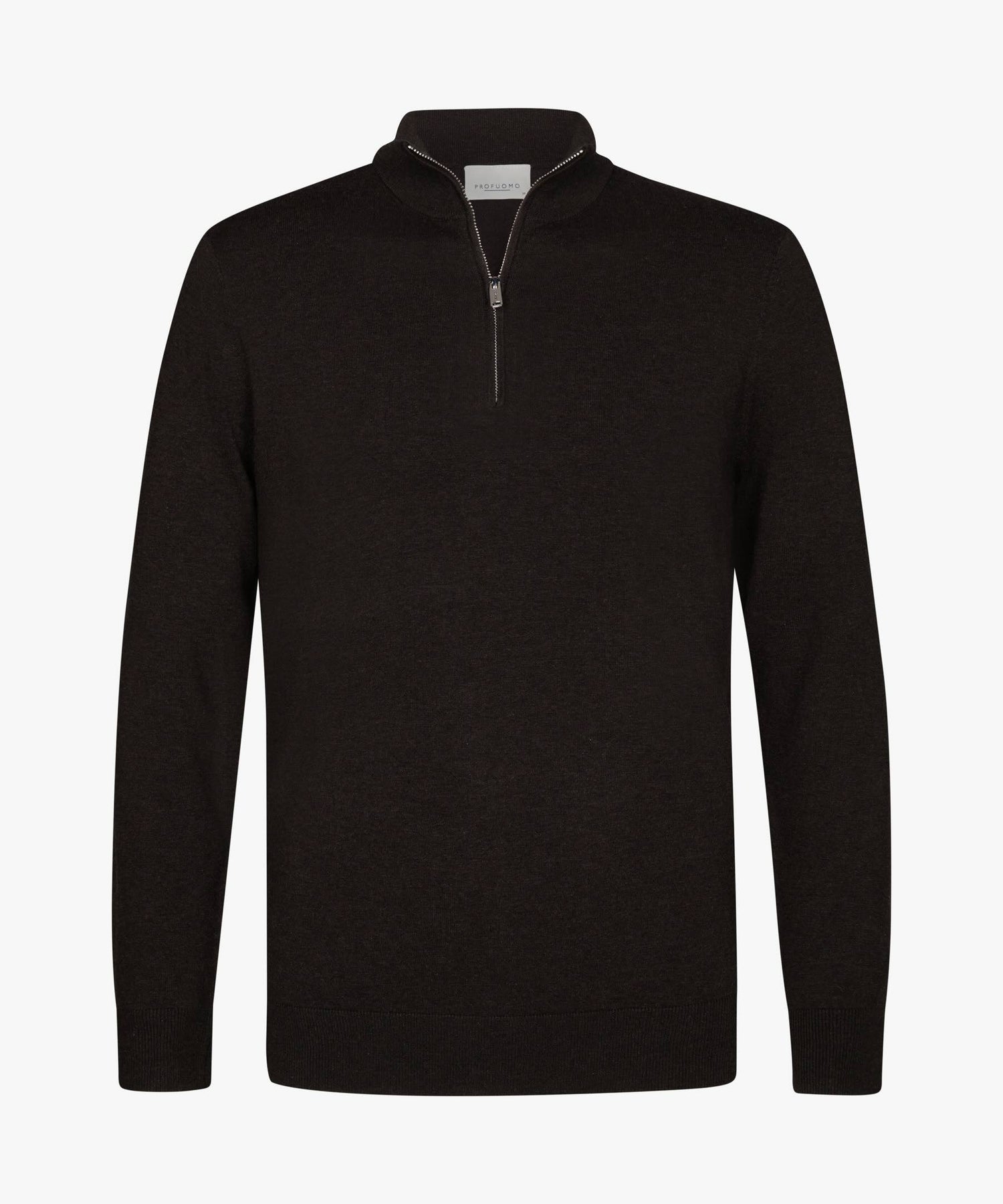 Trui luxury basic half zip- donkerbruin