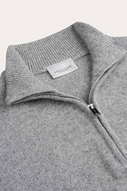 Trui two-tone halfzip - grijs