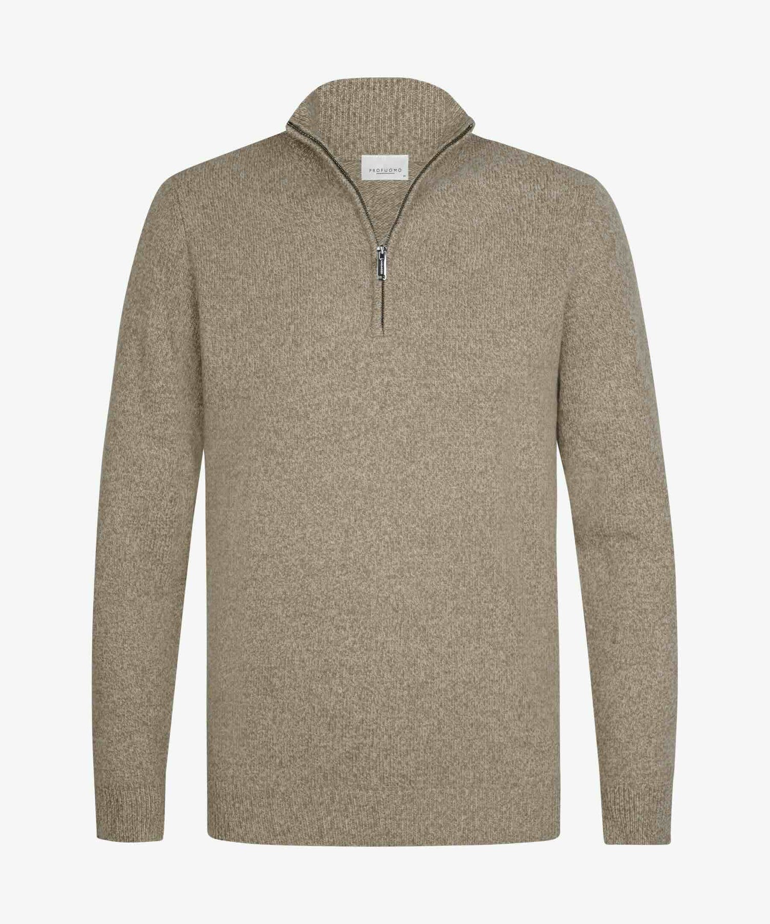 Trui two-tone wol half zip- beige