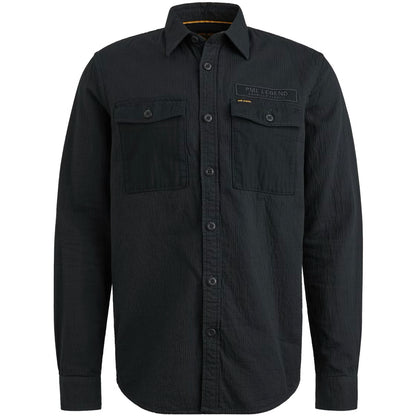 Overhemd poplin met borstzakken - blauw