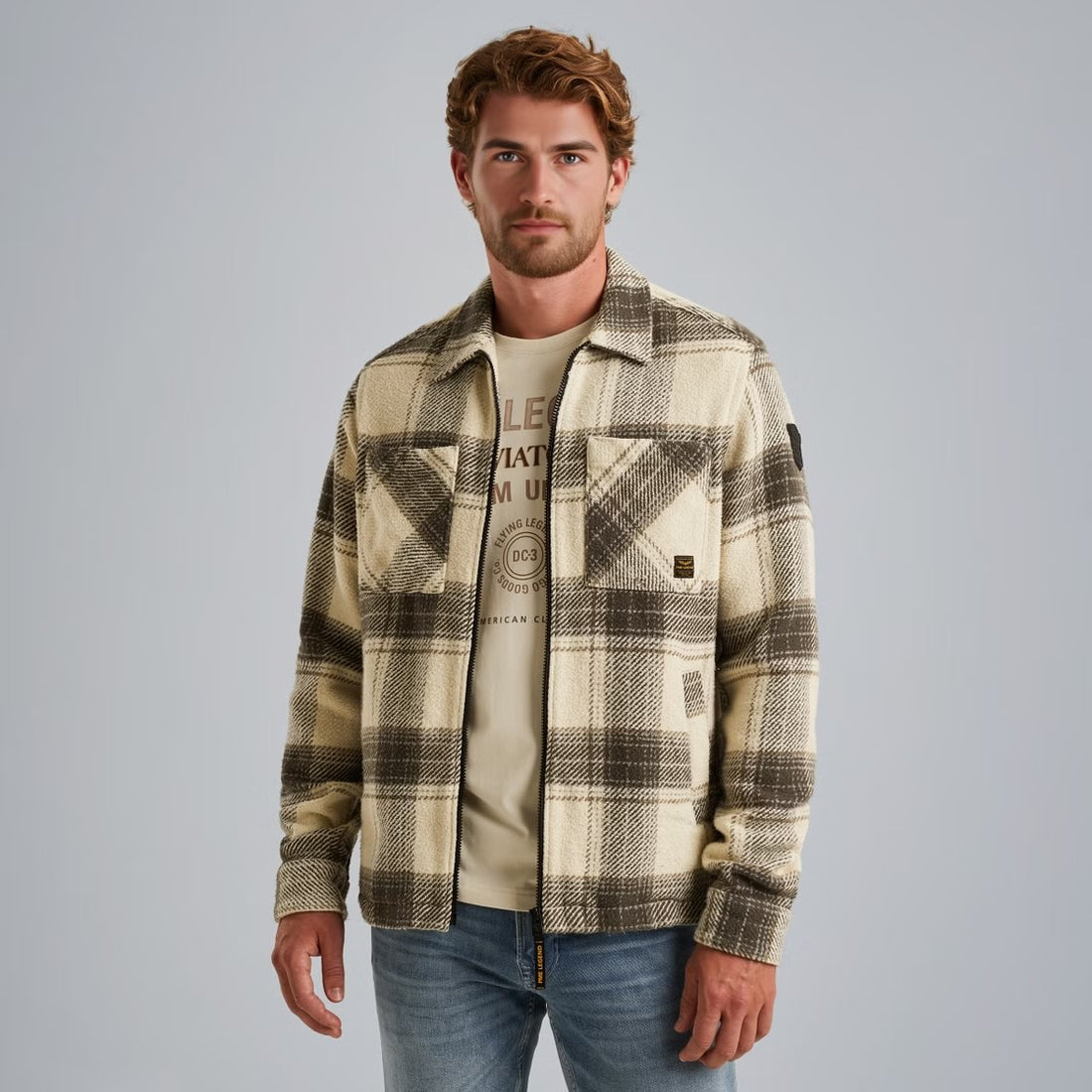 Overshirt geruit - beige