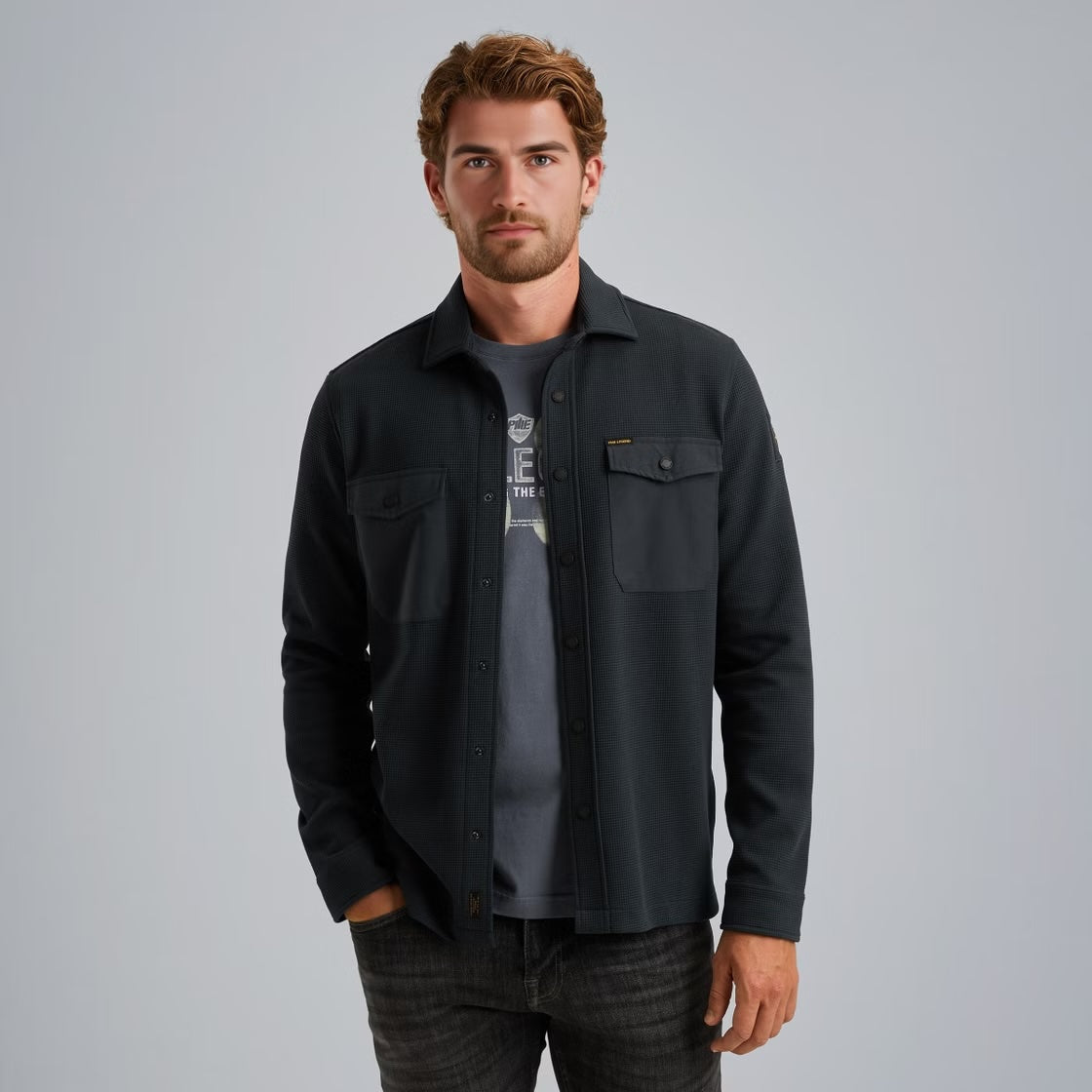 Overshirt met borstzakken - blauw