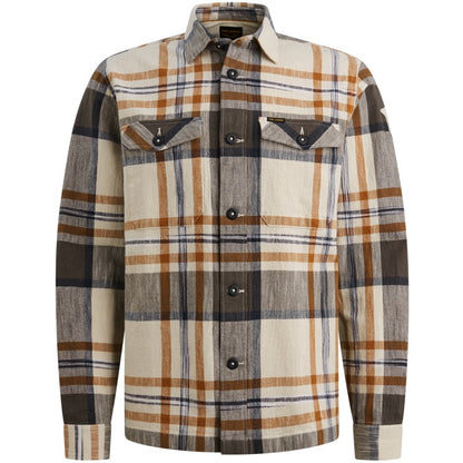 Overshirt geruit met borstzakken - roestbruin