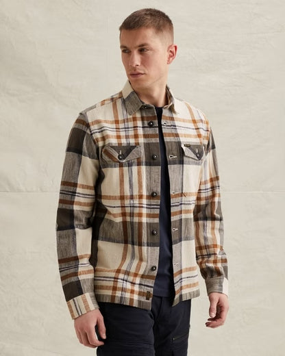 Overshirt geruit met borstzakken - roestbruin