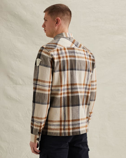 Overshirt geruit met borstzakken - roestbruin
