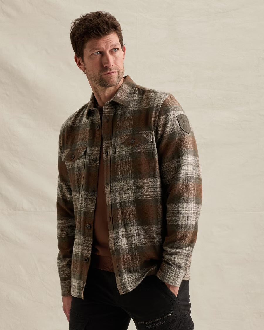Overshirt met borstzakken - cappuccino