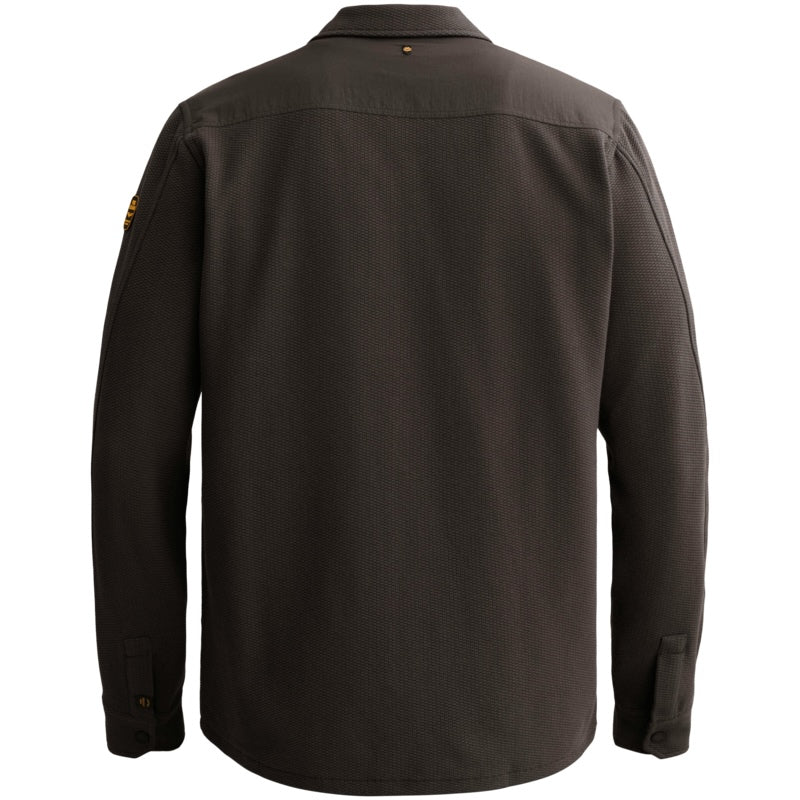 Overshirt wafelstructuur met rits - obsidian
