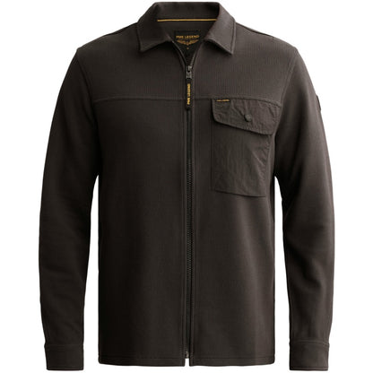 Overshirt wafelstructuur met rits - obsidian
