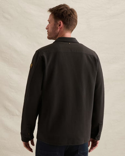 Overshirt wafelstructuur met rits - obsidian