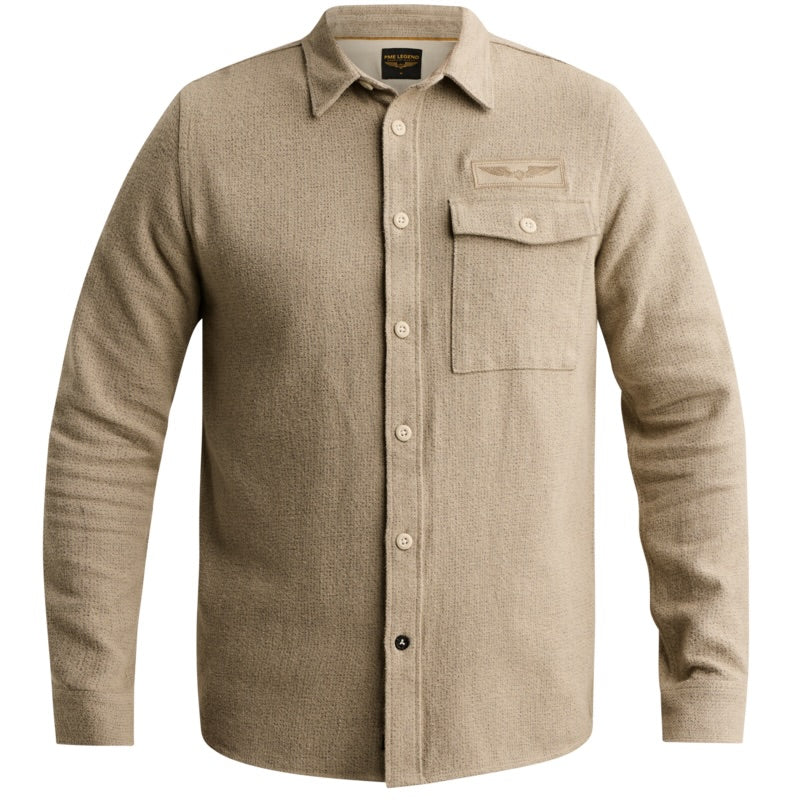 Overhemd flanel met borstzak - abbey stone