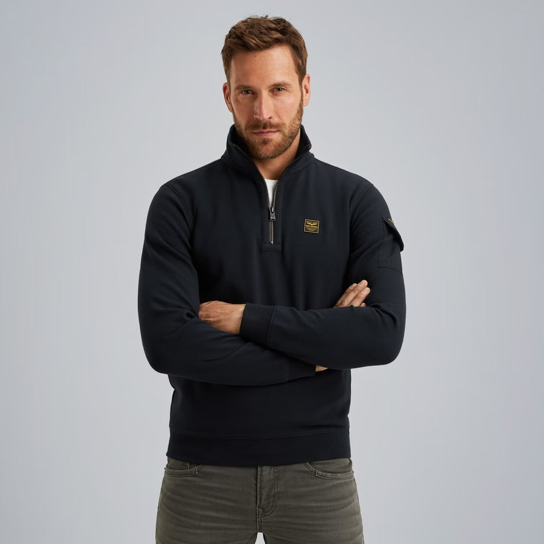 Sweater met halve rits - blauw