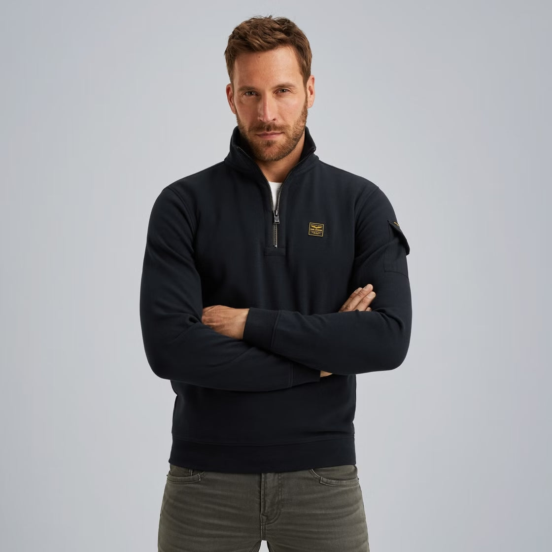 Sweater met halve rits - blauw