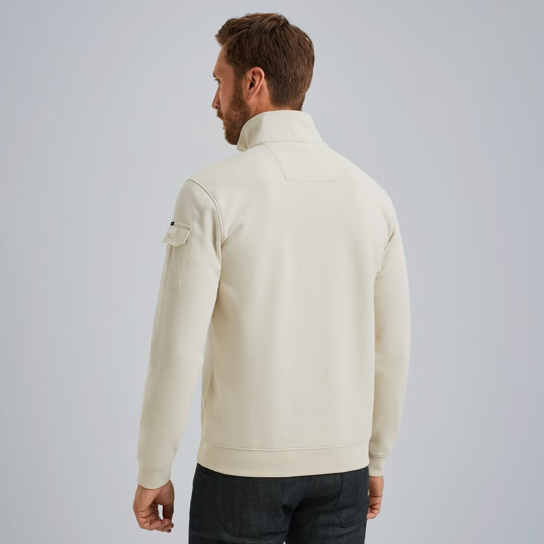Sweater met halve rits - beige