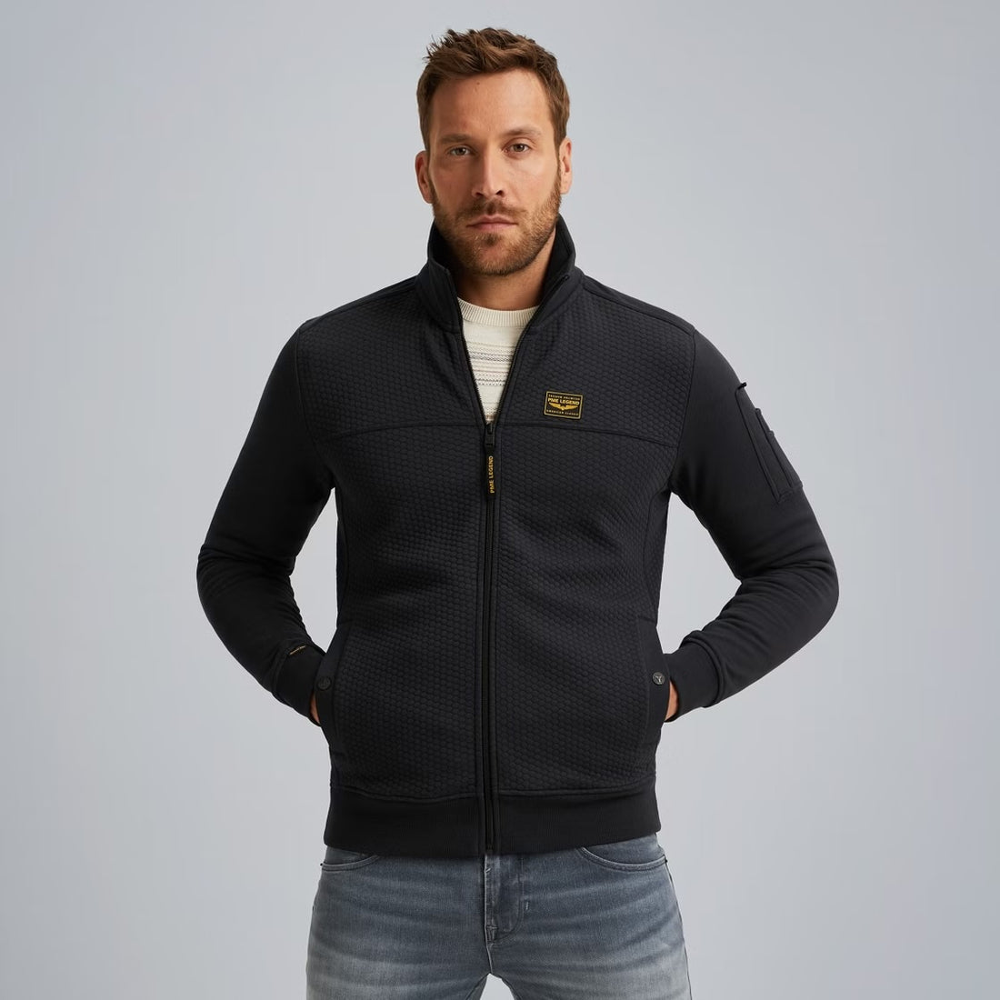 Vest sweat met rits - blauw