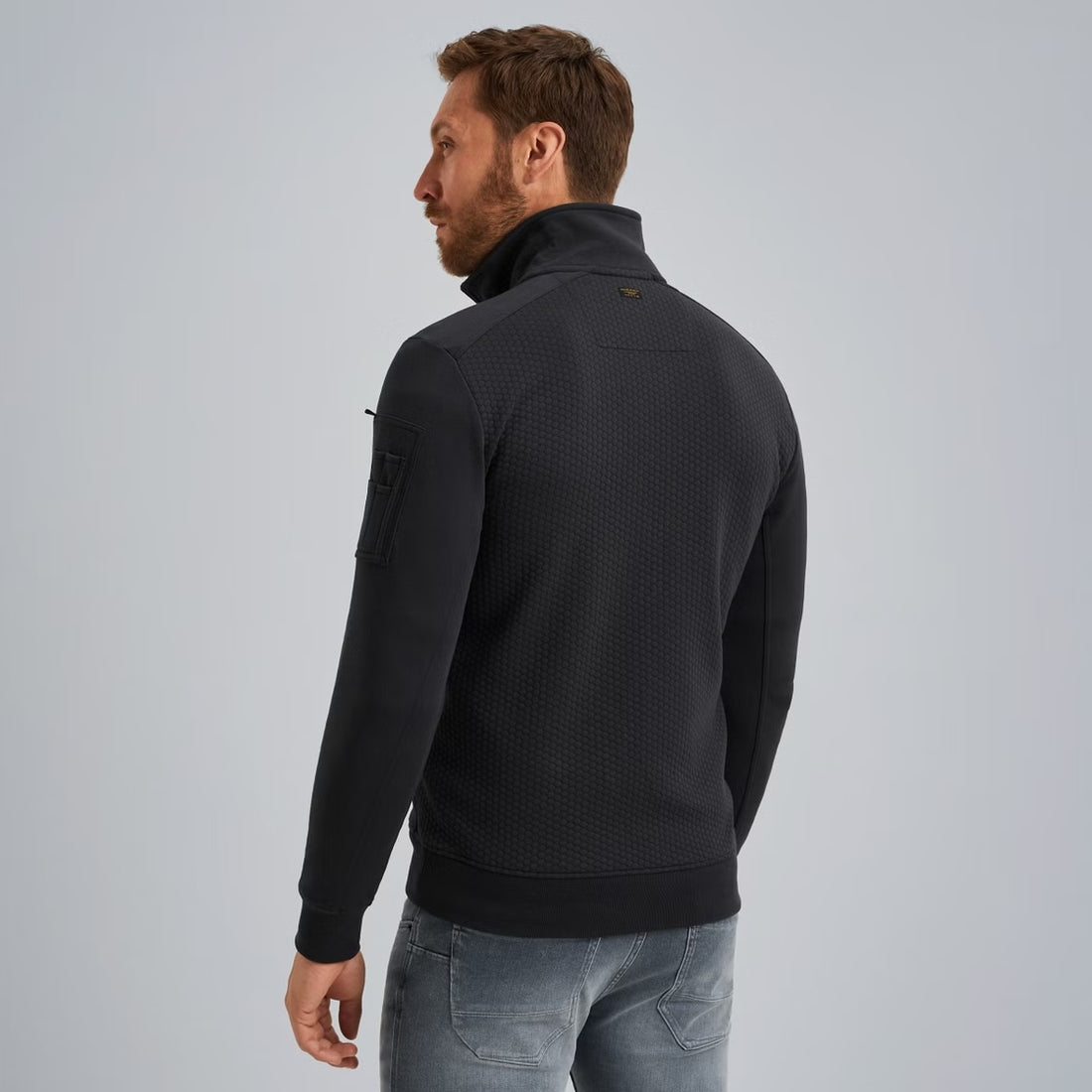 Vest sweat met rits - blauw