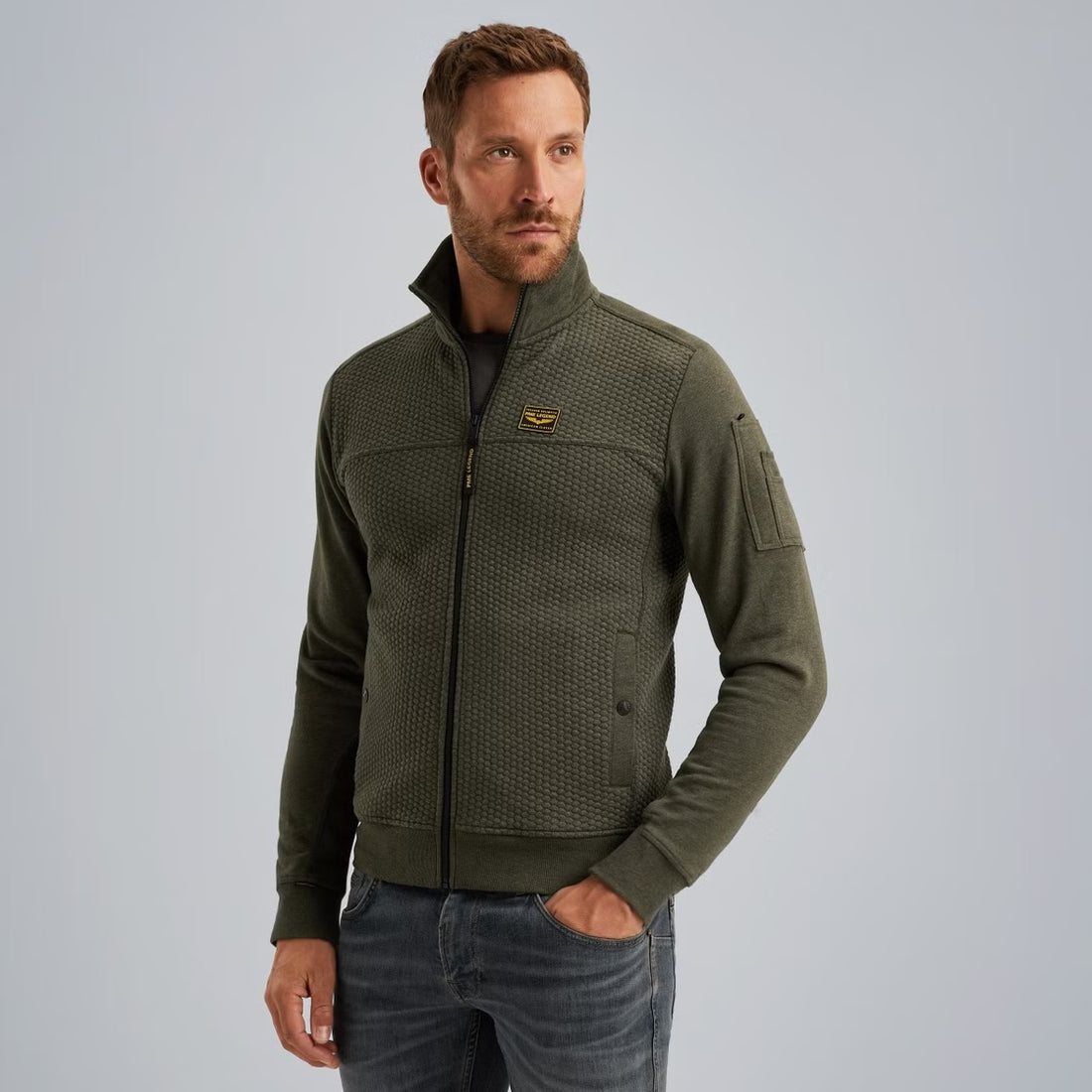 Vest sweat met rits - groen